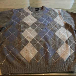 Light gray and blue argyle sweater by Jos. A. Bank